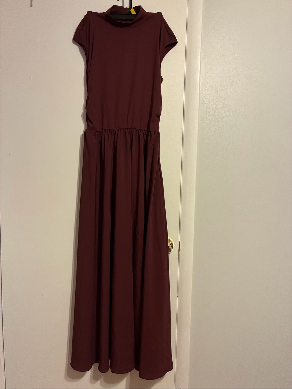 HALARA Wine Maxi Dress with High Neck